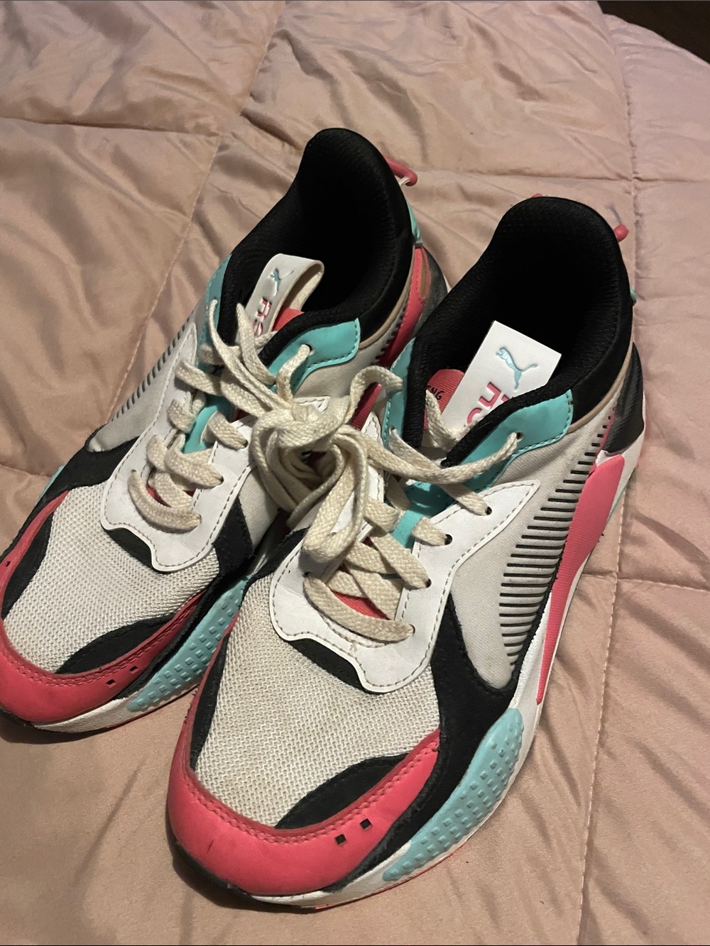 Puma Women's White Black Pink & Teal Athletic Sneakers